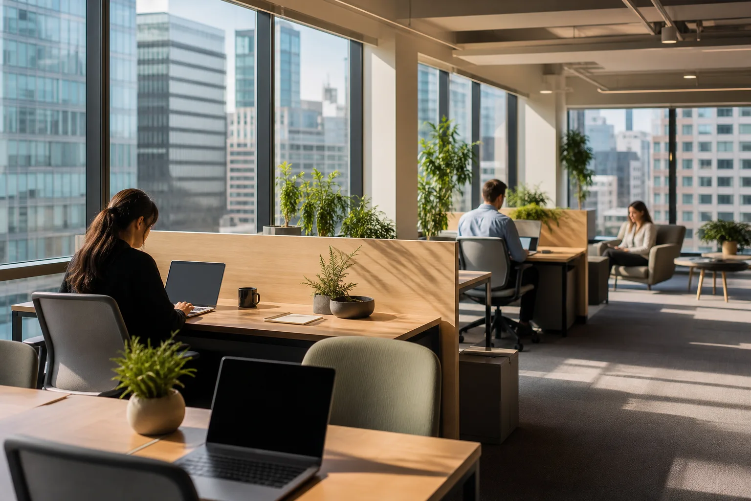 Espace de coworking calme en ville sans engagement long terme