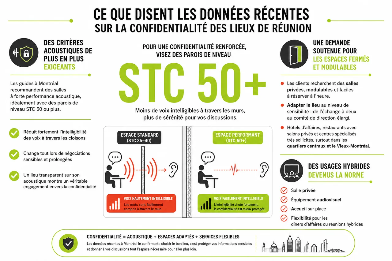 Réunion confidentielle à Montréal : où parler affaires sans être entendu ? , Ce que disent les données récentes sur la confidentialité des lieux de réunion