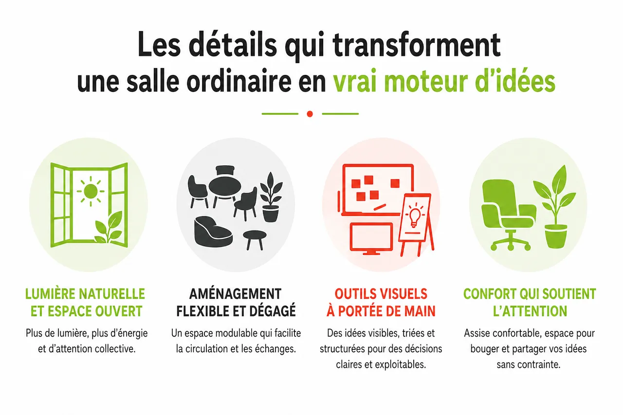 Faut-il vraiment louer une salle pour un brainstorming d'équipe? , Les détails qui transforment une salle ordinaire en vrai moteur d'idées