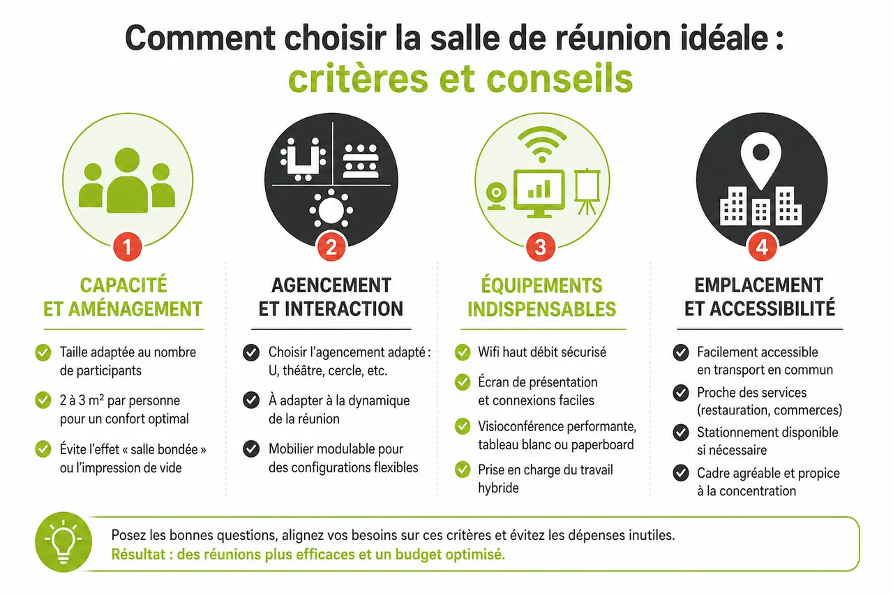Comment optimiser votre budget pour une salle de réunion à Montréal , Comment choisir la salle de réunion idéale: critères et conseils