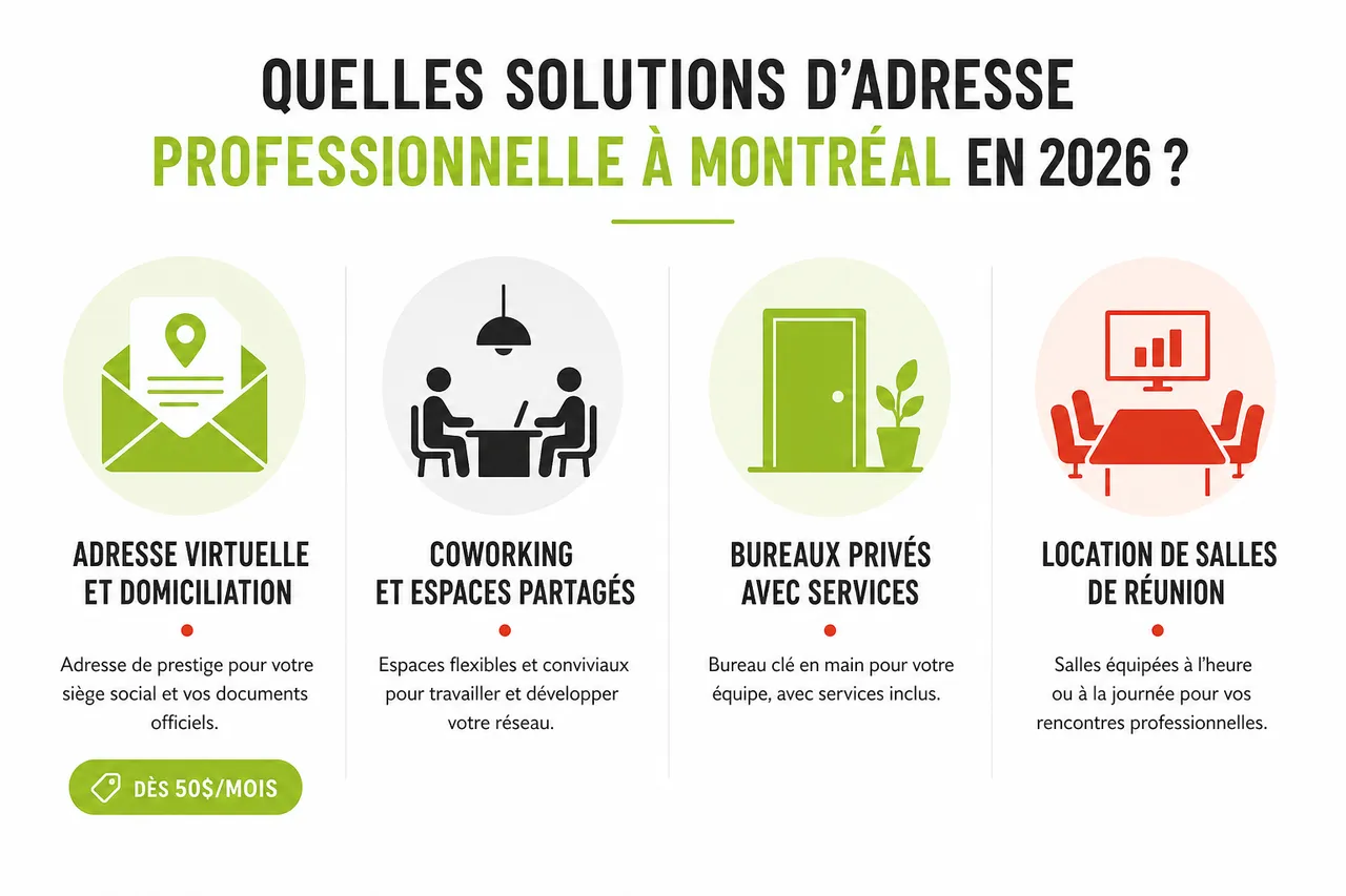 Choisir une adresse professionnelle à Montréal sans se ruiner en 2026 , Quelles solutions d'adresse professionnelle à Montréal en 2026?