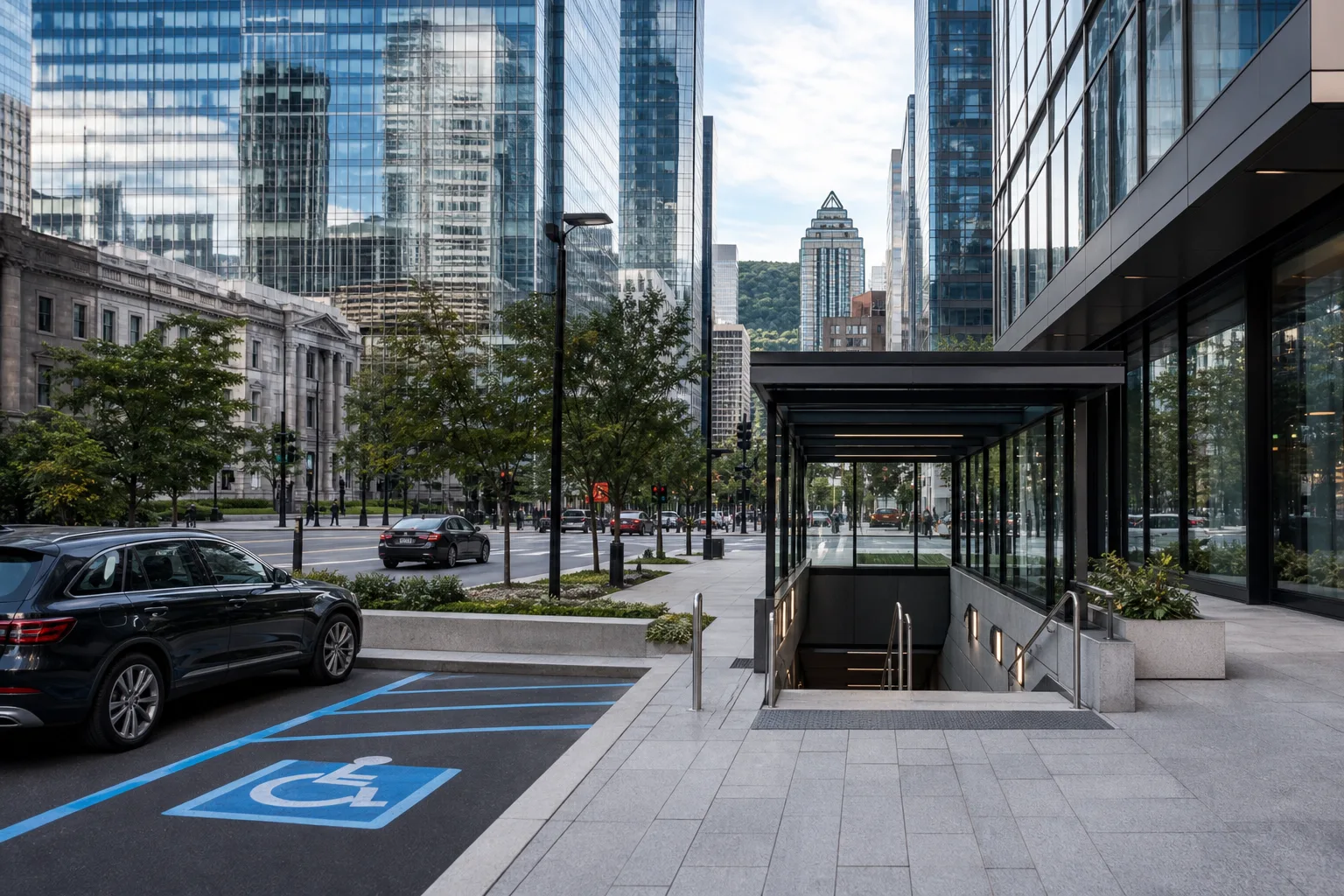 Accessibilité stationnement métro dans le Vieux-Montréal