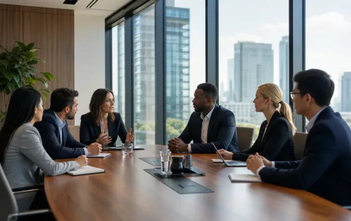 Salle de conférence moderne avec adresse professionnelle pour entrepreneurs