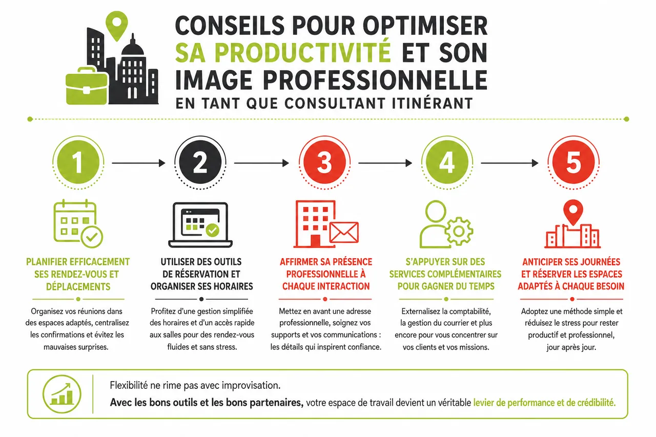 Espace de travail pour consultants itinérants à Montréal: conseils pour rester professionnel en 2026 , Conseils pour optimiser sa productivité et son image professionnelle en tant que consultant itinérant