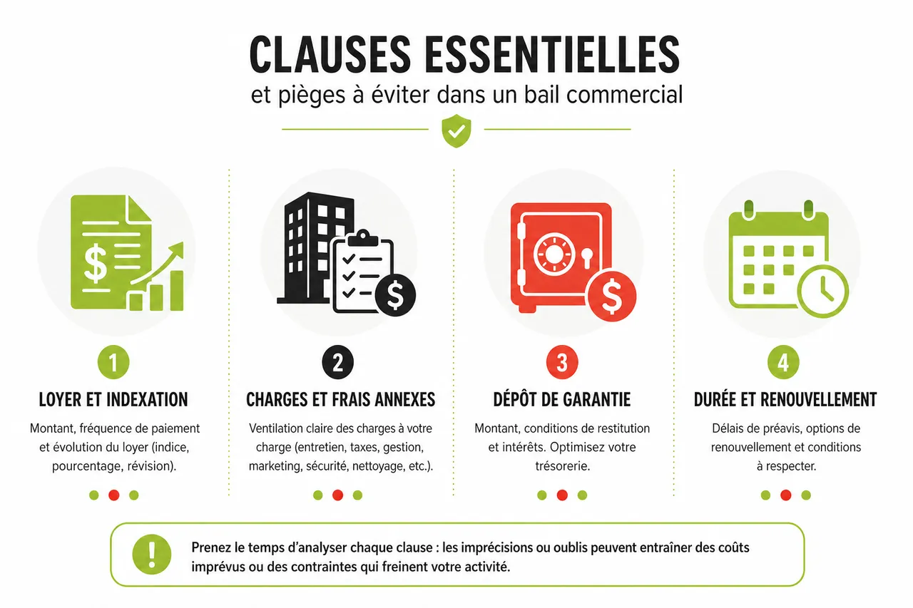 Baux commerciaux à Montréal: les clauses essentielles que les entrepreneurs oublient souvent de vérifier , Clauses essentielles et pièges à éviter dans un bail commercial