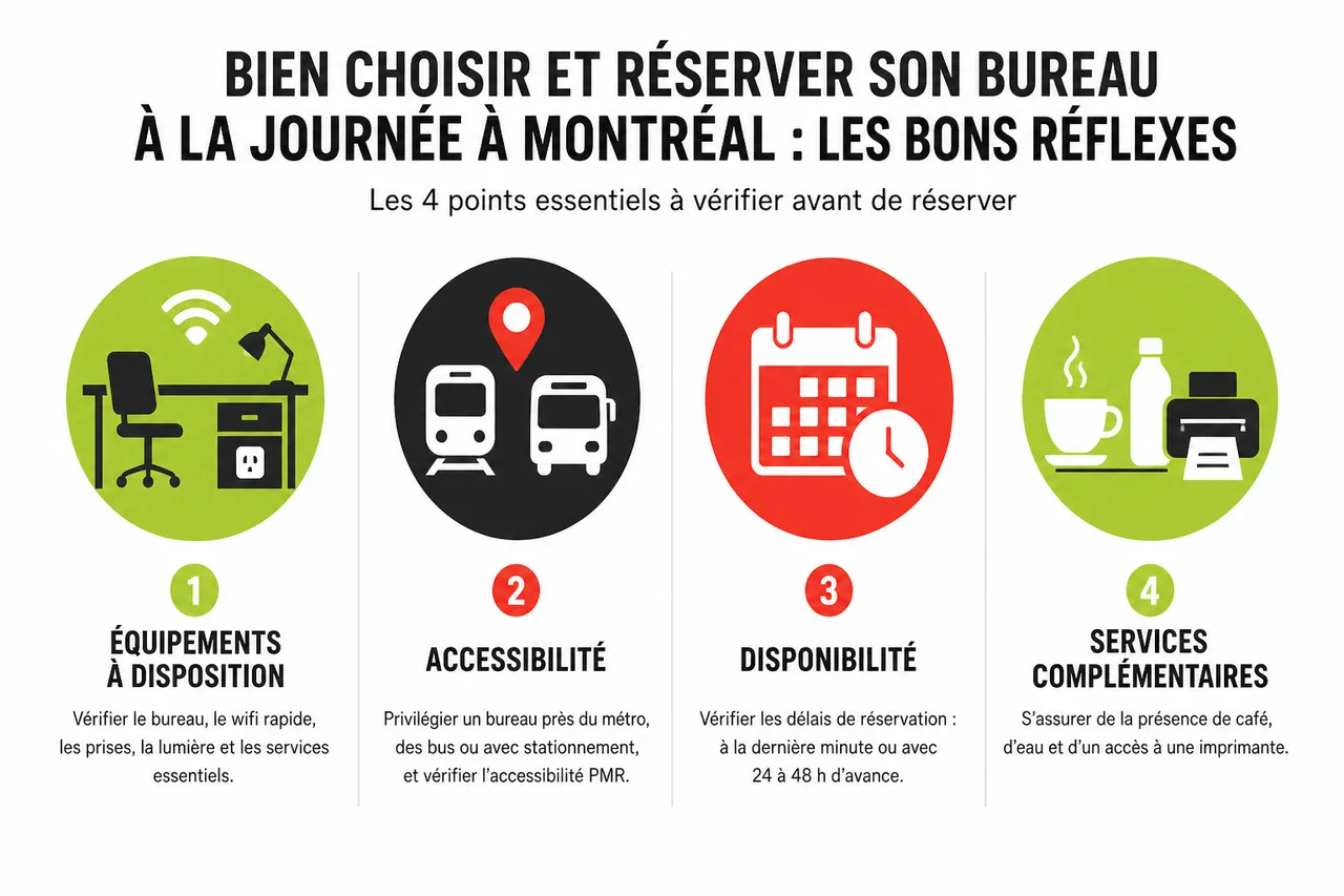 Louer un bureau pour une journée à montréal quand on a un rendez-vous important (et éviter les mauvaises surprises) , Bien choisir et réserver son bureau à la journée à Montréal: les bons réflexes