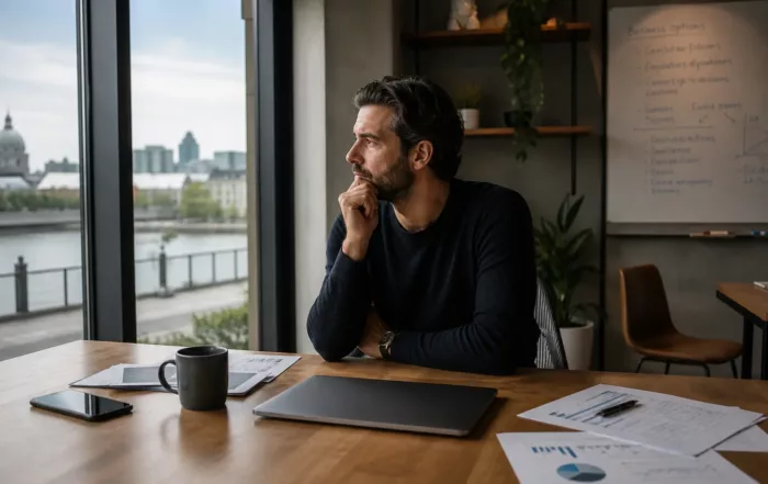 Bureaux modernes avec plans et comparatif d'espaces professionnels
