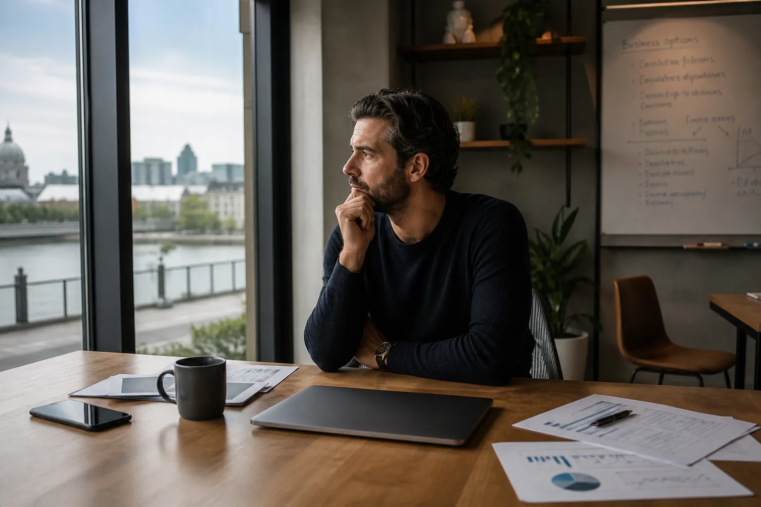 Bureaux modernes avec plans et comparatif d'espaces professionnels