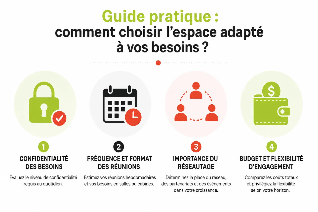 Bureau privé ou espace de coworking à Montréal, que choisir quand on a besoin de calme mais aussi de réseau? , Guide pratique: comment choisir l’espace adapté à vos besoins?