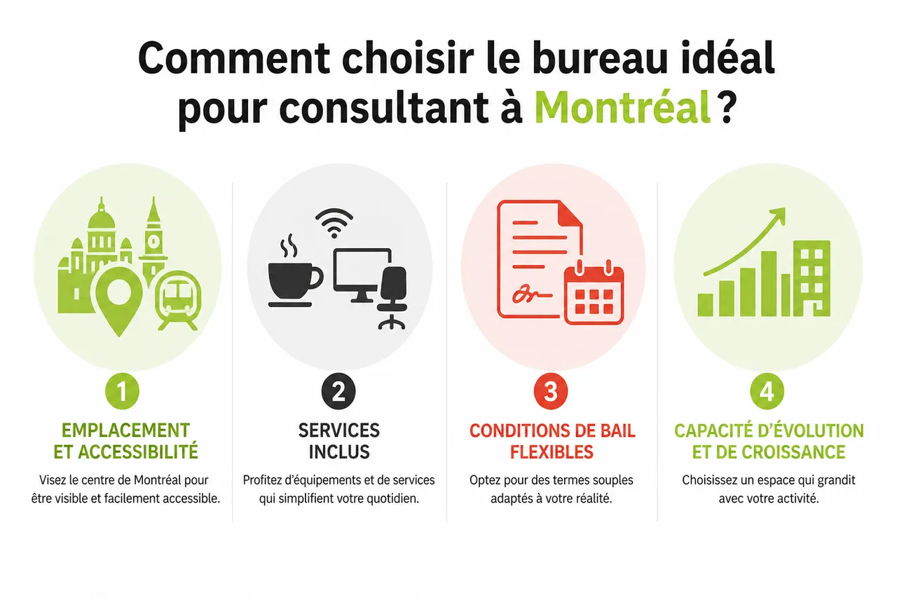 Consultants et coachs à Montréal, comment choisir un bureau qui renforce votre crédibilité auprès des clients? , Comment choisir le bureau idéal pour consultant à Montréal?