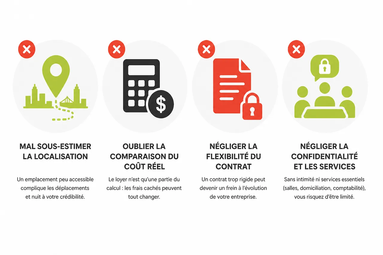 Espace pour travailler: comment éviter les mauvaises surprises en 2026 , Erreurs courantes à éviter lors du choix d’un espace pour travailler