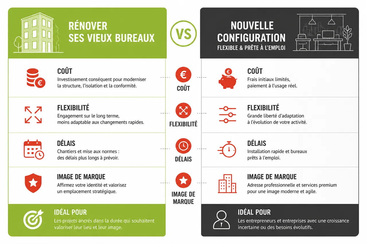 Vieux bureaux: faut-il rénover ou repartir sur une nouvelle configuration en 2026 , Rénovation ou nouvel aménagement: que choisir pour ses bureaux anciens?