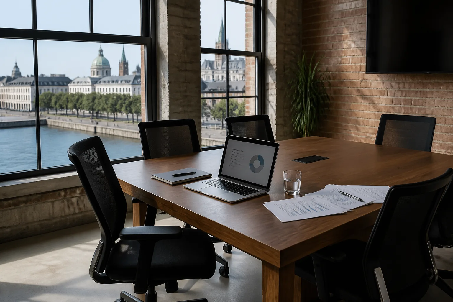 Salle de réunion moderne avec table et chaises professionnelles