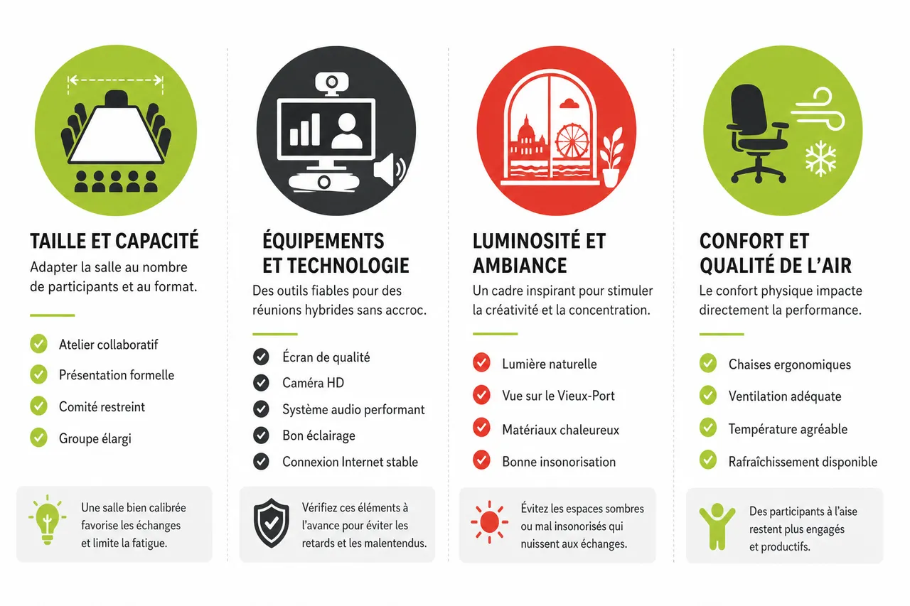 Salle de réunion à louer au Vieux-Montréal: ce qui est vraiment inclus , Conseils pour choisir la salle de réunion idéale selon vos besoins