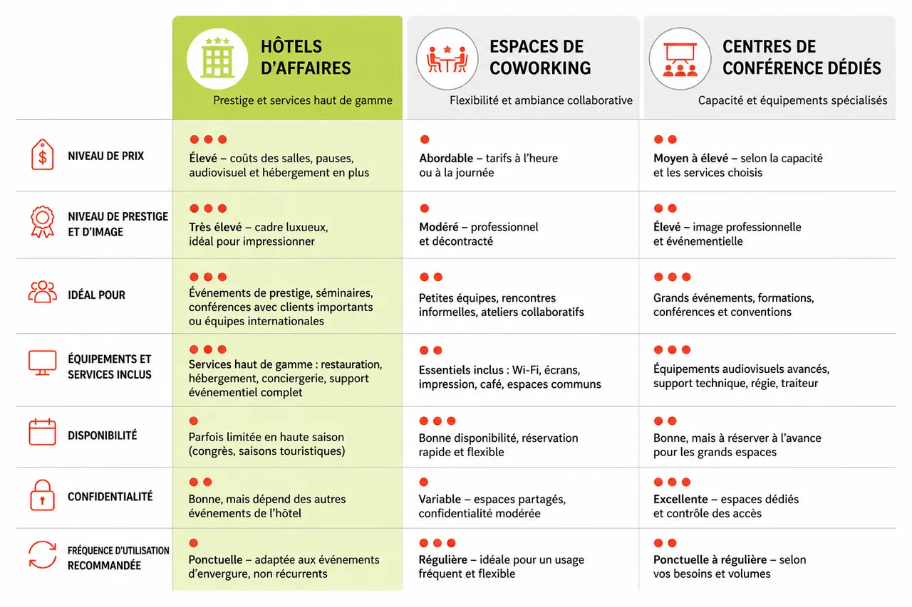 Comment choisir une salle de réunion à Montréal: voici les bons critères , Comparatif des différents types de salles de réunion disponibles à Montréal