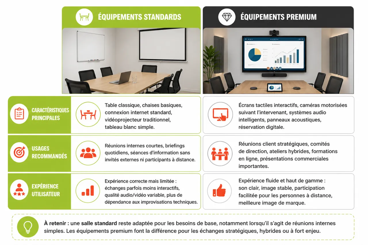 Quel équipement rechercher dans une salle de réunion professionnelle? , Équipements premium et innovations pour une expérience optimale