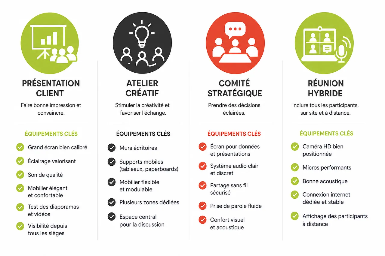 Quel équipement rechercher dans une salle de réunion professionnelle? , Conseils pratiques pour optimiser l’équipement de sa salle de réunion
