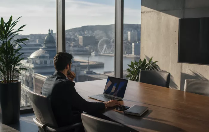 Salle de réunion moderne avec table et chaises professionnelles